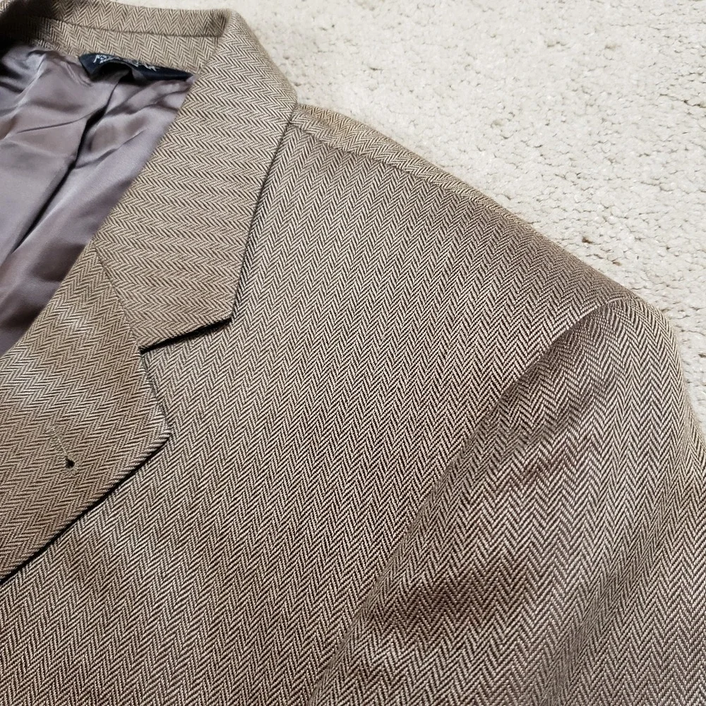 Jos A Bank 44R Silk Camel Hair‎ Blazer Sportcoat Suit Jacket Tan Herringbone